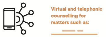 Virtual and telephonic counselling for matters such as